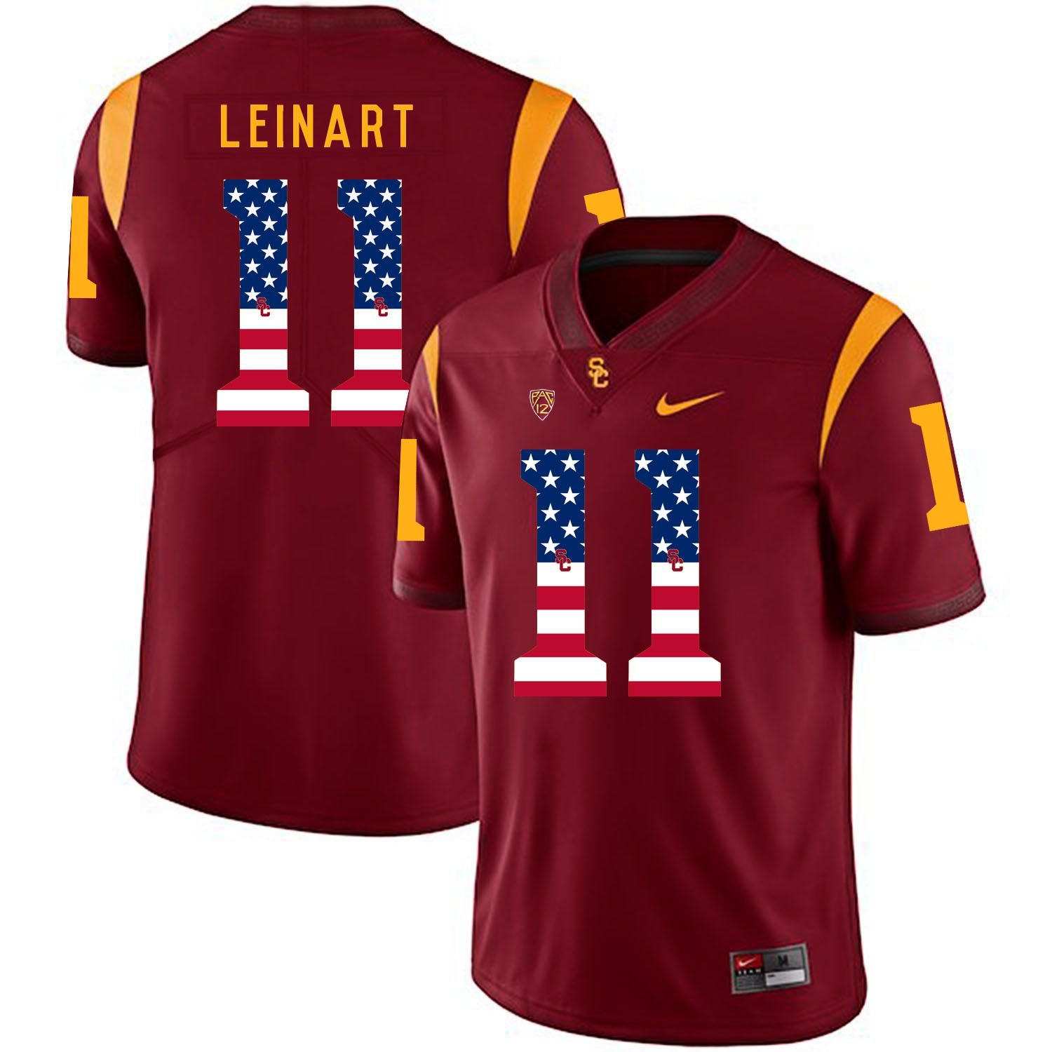Men USC Trojans #11 Leinart Red Flag Customized NCAA Jerseys